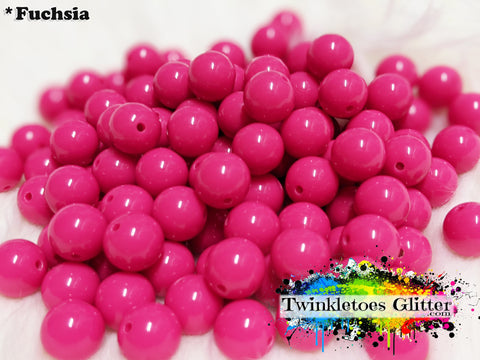 12mm Solid Acrylic Beads ~ Fuchsia