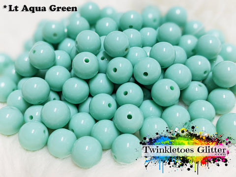 12mm Solid Acrylic Beads ~ Lt Aqua Green