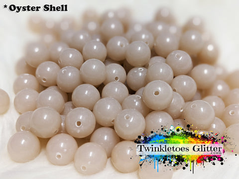 12mm Solid Acrylic Beads ~ Oyster Shell