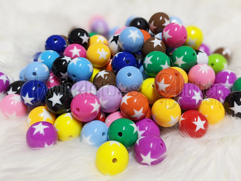 Bubblegum 20mm Bead Mix ~ Colorful Stars