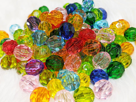 Bubblegum 20mm Bead Mix ~ Faceted Translucent Rounds