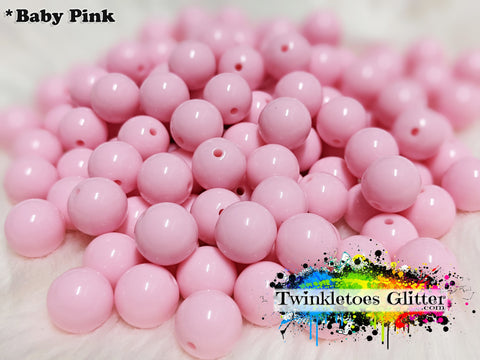 12mm Solid Acrylic Beads ~ Baby Pink