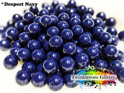 12mm Solid Acrylic Beads ~ Deepest Navy