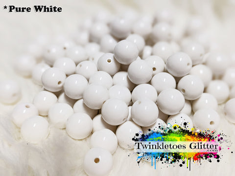 12mm Solid Acrylic Beads ~ Pure White