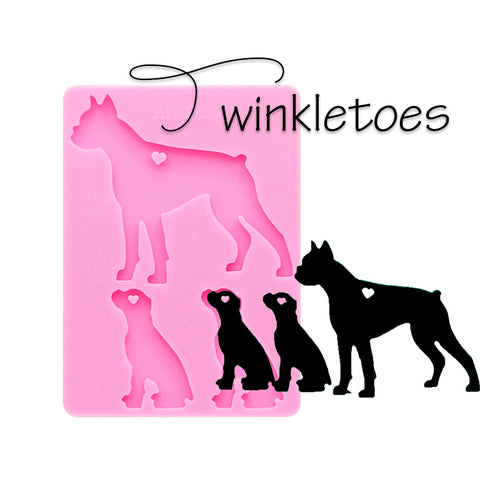 Boxer Dog Family Silicone Mold (SITTING)