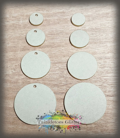 Circle Acrylic Blanks ~ All Sizes ~ w/Hole