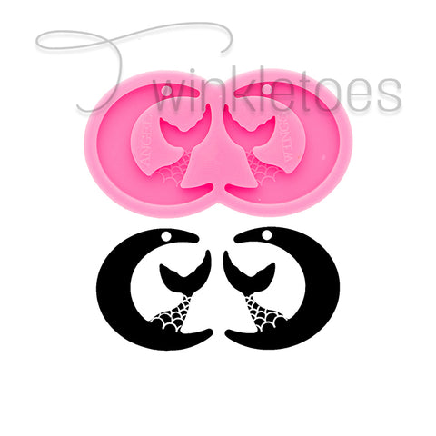 Mermaid Tail and Moon Earrings Silicone Mold