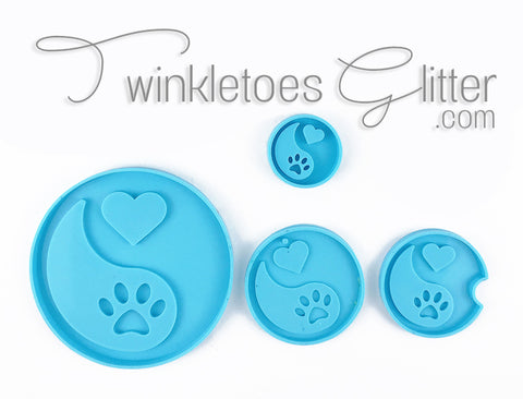 Pawprint/Heart Ying Yang Silicone Molds ~ 4 Options