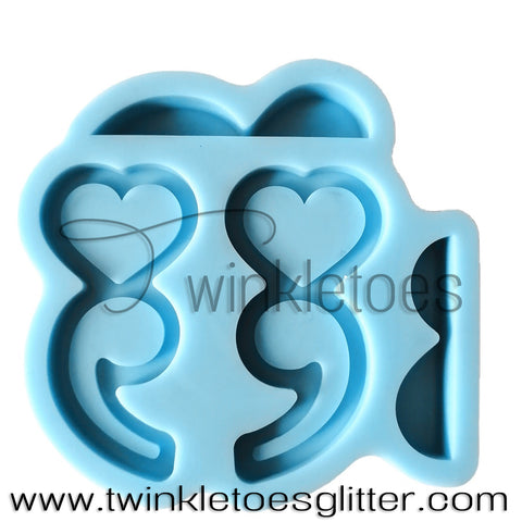 Heart Semi Colon Straw Topper Silicone Mold
