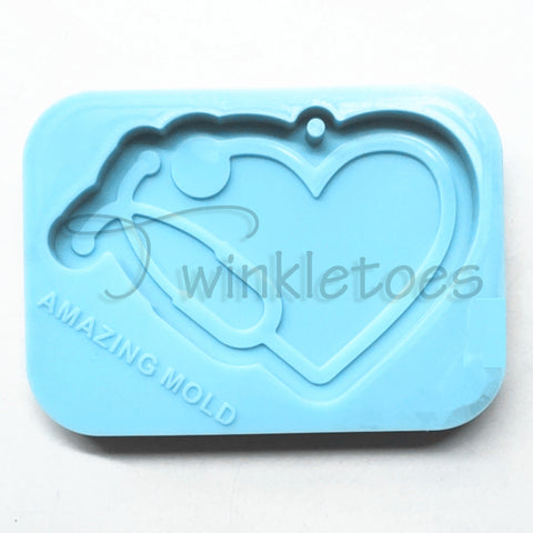 Heart w/Stethoscope Silicone Mold