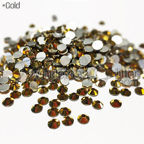 Flatback Rhinestones ~ Gold ~ 4 Sizes