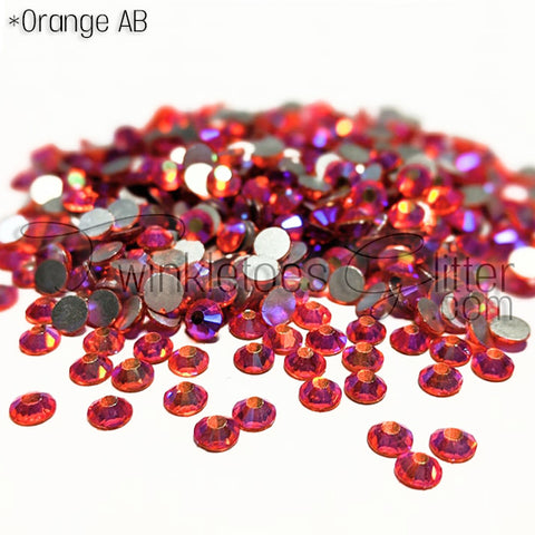 Flatback Rhinestones ~ Orange AB ~ 4 Sizes