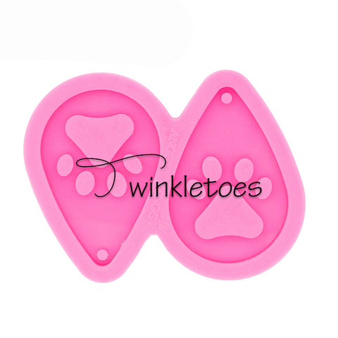 Teardrop w/Pawprint Earrings Silicone Mold