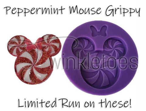 Peppermint Mouse w/Sep Bow Grippy/Badge Reel Silicone Mold