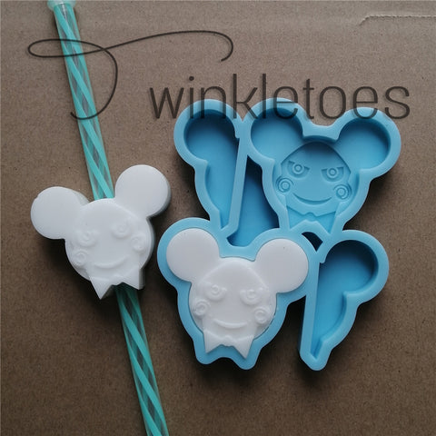 Saw Doll Mouse Straw Topper and Grippy Badge Reel Silicone Mold