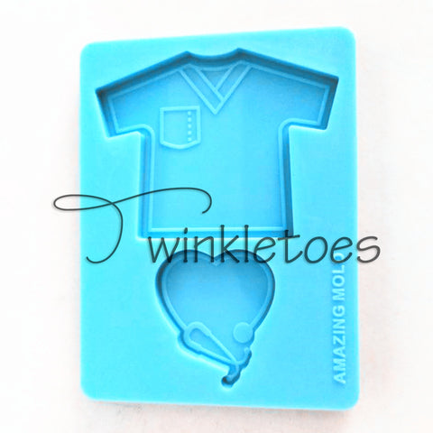 Scrub and Heart w/Stethoscope Palette Silicone Mold